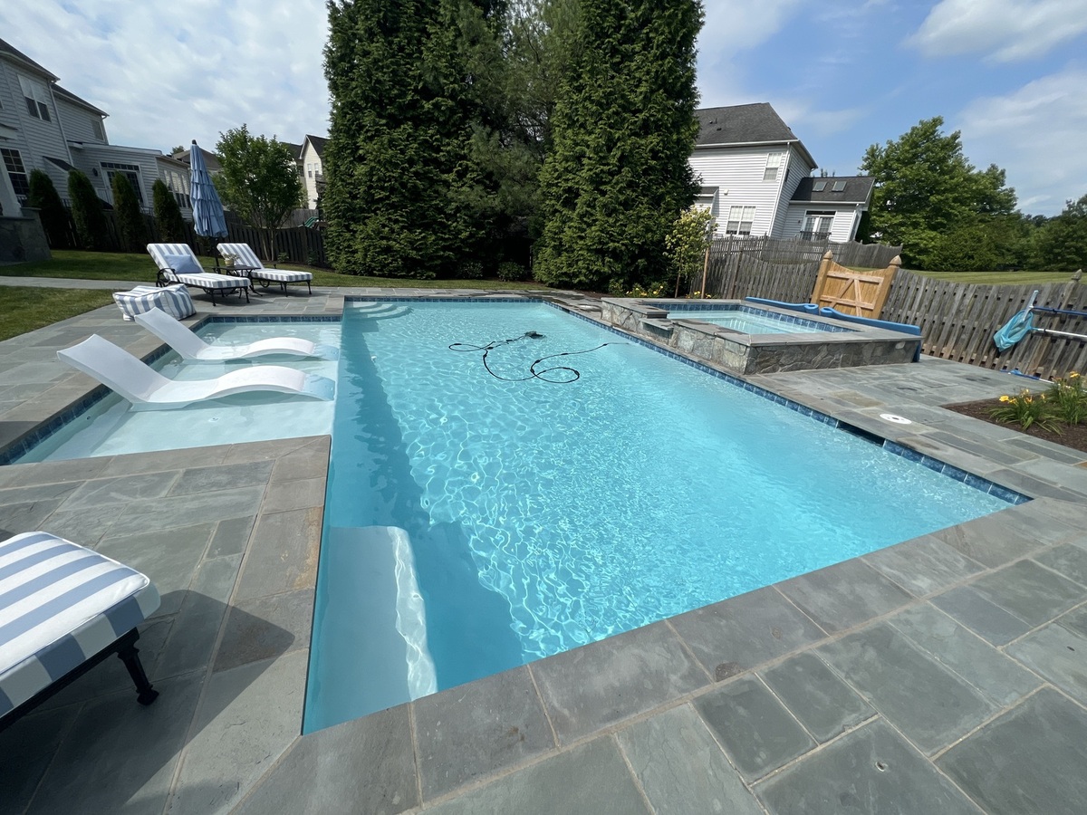 Amazing clean big new villa pool with sunbeds on the side. View: 7